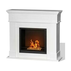 Divina Fire Bioethanol Bioethanol Kamin Cambridge Stehkamin aus Holz weiß 110x37x102h