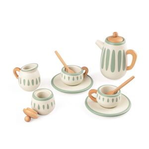 Sebra - Tee-Set aus Holz, classic weiß / sage (11er-Set)