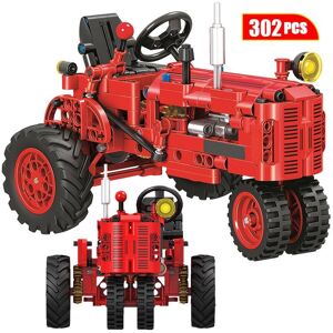 Magicmonkey 302 Stücke Stadt Klassische Rote Alten Traktor Auto Technische Bausteine ​​diy Walking Lkw Steine ​​pädagogisches Spielzeug Für Kinder