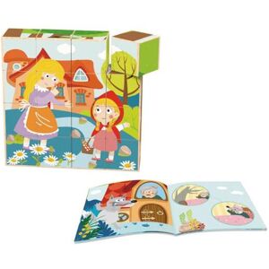 Tooky Toy Würfelpuzzle TF456 Holz Märchen Kieferholz 16 Teile 1 Buch ab 2 Jahren bunt