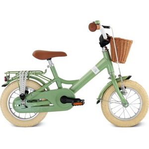 PUKY 4127 YOUKE 12 CLASSIC Alu Kinderfahrrad mit Lenkerkorb Rücktrittbremse retro green