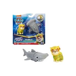 Spin Master Paw Patrol Aqua Pups - Hero Pups-Set mit Rubble-Welpenfigur und Hammerhai-Figur, Spielfigur