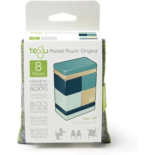 Tegu - 8 Magnetische Holzbausteine Blau