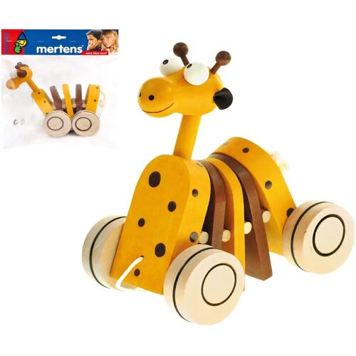 Mertens 90987 - Ziehtier Giraffe Holz Länge: 14 Cm Lauflern-Spielzeug