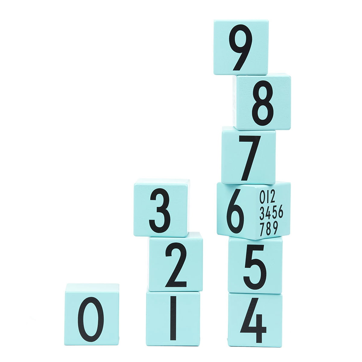 Design Letters - AJ Wooden Number Cubes (10er-Set), türkis