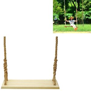 My Store Outdoor Swing Indoor Balcony Children Adult Solid Wood Swing, Style:Hemp Rope(60x16 cm)