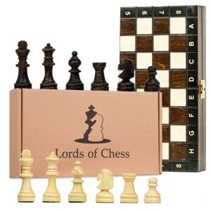 Amazinggirl Skakspil magnetisk skak skakbræt træ 27x27 cm - Skakbrætsæt rejseskak foldbart med skakbrikker