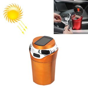 My Store N12E Car Creative Ashtray Solar Power With Light And Cover With Cigarette Liighter (Gold)