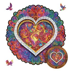 UNIDRAGON Original Træpuslespil - Mandala om Bevidst Kærlighed, Bedste voksengave, Anti-Stress Meditation legetøj