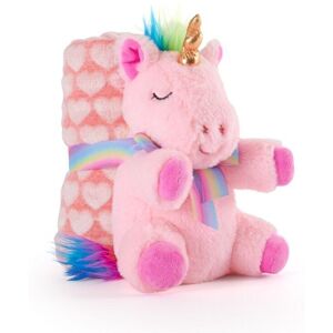 Unicorn Plysdyr + Tæppe Legetøj Tøjdyr Plush Soft Pink 22cm