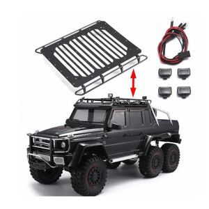 High Discount Metal Tagbagagestativ med LED søgelys til 1:10 TRAXXAS TRX6 G63/TRX4 G500 RC Crawler biltilbehør rack  antiskid plade