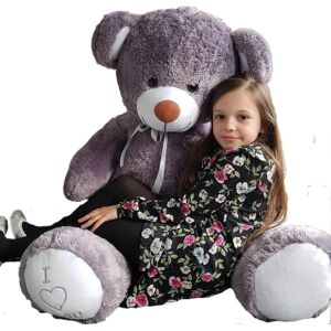 Viking Stor violet bamse bamse med I Love You tekst broderet 160cm