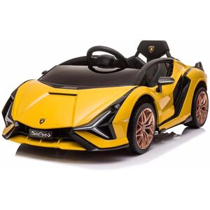 hjemmeudstyr Lamborghini Sian, 12v Med Gummihjul Gul