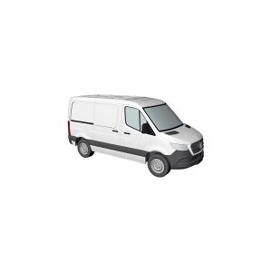 Busch 53400 H0 Personbil model Mercedes Benz Sprinter kassevogn kort, hvid