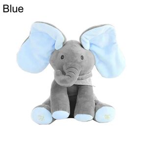 30 cm Flappy Ears Elephant Peek-a-boo sanglegetøj, blå