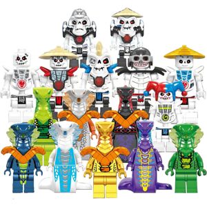 Sæt med 16 stk Ninja minifigurer Kai Jay Sensei Wu Master byggeklodser legetøj