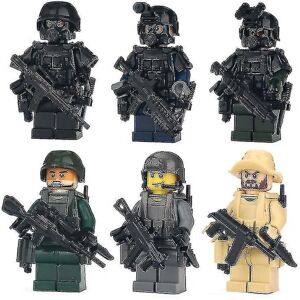 6 Stk Moc Swat City Mini Militære Våben Playmobil Figurer Byg