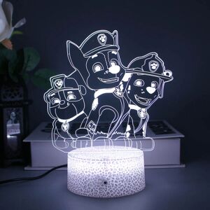 Paw Patrol 3D Night Light til børn, legetøj, fjernbetjening 16 farver