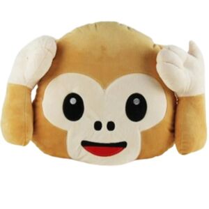 Emoji abe plys legetøj pude pude abe dække munden børn