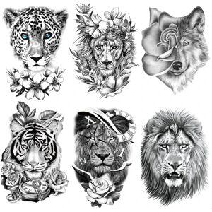 Lion Tattoo Sticker Tiger Wolf Midlertidig tatoveringsmærke Midlertidig