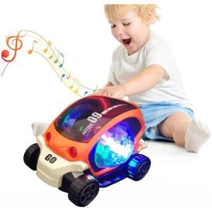 Huoguo musikbillegetøj , rumkapselprojektionslampe Legetøjsbil dreng eller piger 1 2 3+ år gammel fødselsdagsgave (orange)
