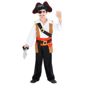 tectake Kaptajn enøjede pirat børnekostume Black 140 (9-10y)