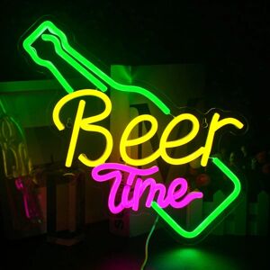 Beer Time Neon Skilt Bar Neon Lys Skilt Gul LED Skilt til Vægdekor USB Neon Skilt til Bar Club Ho