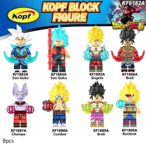 LEIGELE 8 Pack Anime Dragon Ball Super Minifigurer Samlet Mini Byggeklods Son Goku Vegeta Figurer Legetøjsmodel Børn Julegaver B