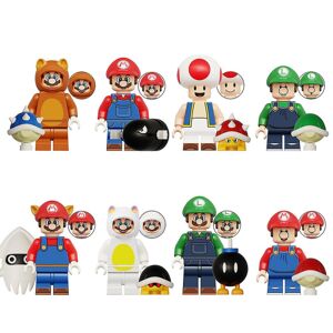 LEIGELE 8 stk/sæt Super Mario Minifigurer Samlede byggeklodser Legetøj Figur Samlerobjekt Model Dekoration Børn Fødselsdagsgave