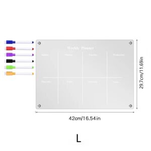 Akryl Magnetic Weekly Planner Kalender til Køleskab Dry Erase Board - Perfet null - TYU053 Large