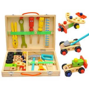 Værktøjssæt til børn, værktøjskasse i træ med træværktøj