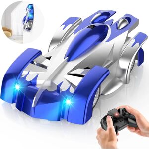 GeekAtmosphere Fjernstyret vægklatrende bil, 360° roterende RC stuntbil med dobbelt tilstand, legetøj til drenge på 4, 5, 6, 7, 8 og 9 år, genopladelig legetøjsbil med forlygte, jul