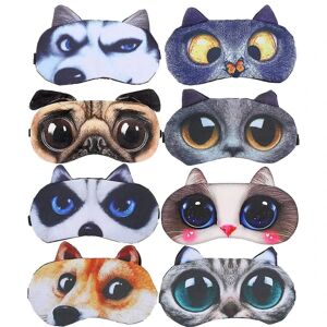 8-pak sødt dyr sjovt søvn øjenmaske til sovende kat hund Blød plys søvnmasker for øjenbind øjenbetræk til børn, piger, mænd, kvinder, flyrejser, lur N