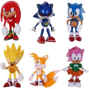 6 styk Sonic The Hedgehog flyttedukke model Børnelegetøjsdukkegave