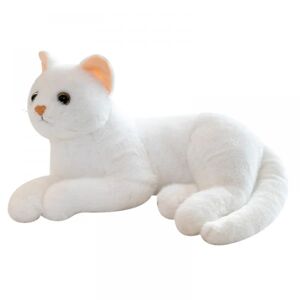 12 tommer imiteret ren hvid kat plyslegetøj - naturtro kat dukke killing bondegårdsdyr udstoppede dyr sorte øjne Fødselsdagsgave til børn