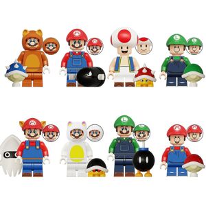 8 stk/sæt Super Mario Minifigurer Samlede byggeklodser Legetøj Figur Børnegaver til hjemmet