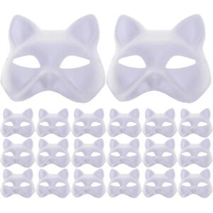 20 stk Blank Cat Masks Papir Blank Masks Gør-det-selv håndmalede kattemasker Rekvisitter White 18.00X17.00X6.00CM