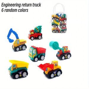 6 stk. Børnekonstruktion Legetøjsbiler Mini Pull Back Køretøjer Gravemaskine Lastbil Traktor Fest favoriserer strømpegaver til børn