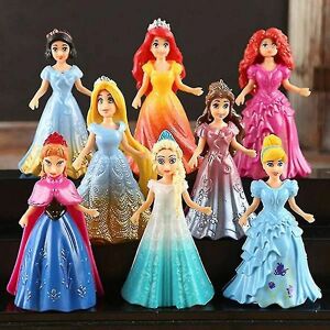 HKWWW 8 stk Disney Princess Action Figurer Skift kjole Dukke Børn Pige Legetøj Gave[HK]