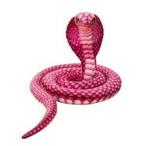 HKWWW 2,4 m Cobra Plys Plys Slange Cobra Snake Plys Legetøj Stor Konge Cobra Fyldedyr Snake[HK] Rose red