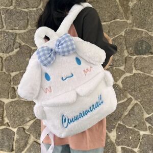 HKWWW Ny Sanrio Cartoon Dejlig plys rygsæk Cinnamoroll Kuromi Pige Hjerte Stor Kapacitet My Melody Skuldertaske Børnejulegave[HK] Cinnamoroll A about 37x10x31cm