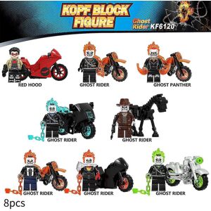 HKWWW 8 stk/sæt Ghost Rider byggeklodser Actionfigurer Børn Fans Samlede minifigurer Samlermodel Legetøj Gave[HK]