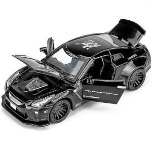 1: 32 Nissan GTR R35 Diecasts metal legetøjsbil (sort)