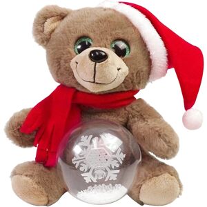 HKWWW 10'' julebamse udstoppede dyr Plys, led lysglød Musikalsk syngende bjørn plyslegetøj med snekugler, fødselsdagsfestgaver (brun)[HK]