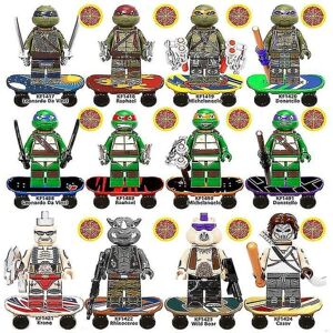 YIXI 12 stk byggeklodslegetøj Teenage Mutant Ninja Turtles Series Karakter Raphael Leonardo Michaelangelo Donatello Minifigur Samlet Mini Building Bl