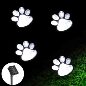 Solar Paw Print Lights, Solar Lights Outdoor Dog Paw Lights (sæt med 4), kat hvalpe dyrehave lys