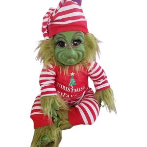 Christmas The Grinch Latex Plys Dukke Reborn Baby Grinch Fyldt Legetøj Julegave til børn Es-WELLNGS Striped