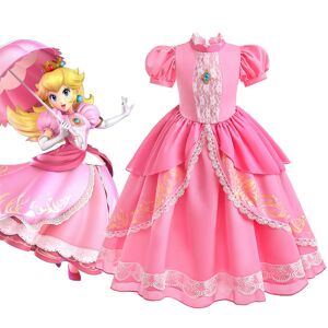 Super Mario Brothers Kids Princess Peach-kjole til Halloween 110cm