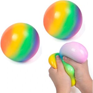 2 Pack Rainbow Stress Relief Legetøj Sticky Ball - Anti Stress Squis