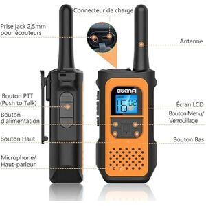 Genopladelig Walkie Talkie Børn Voksne 2 stykker, Long Range Walki